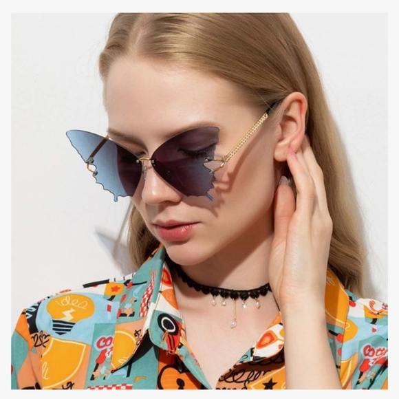 Fashion Butterfly Rimless Glasses for Women Vintage Metal Frame Eyewear - Picture 1 of 8